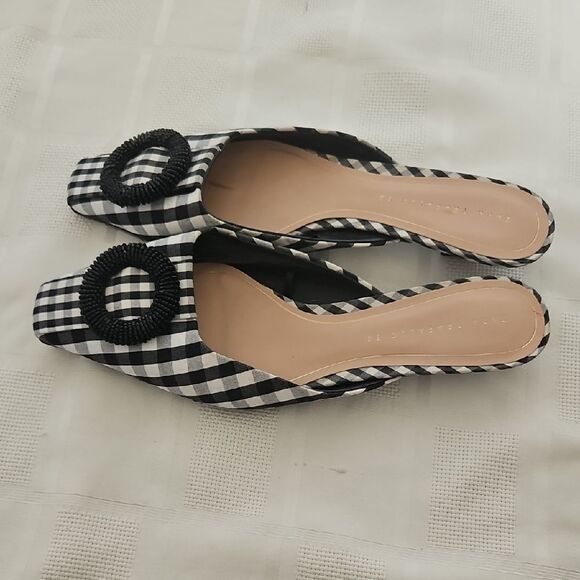 Black and White Checkered Women's Mules - Picture 13 of 16